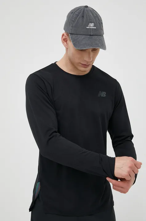 Majica z dolgimi rokavi za tek New Balance Q Speed črna barva