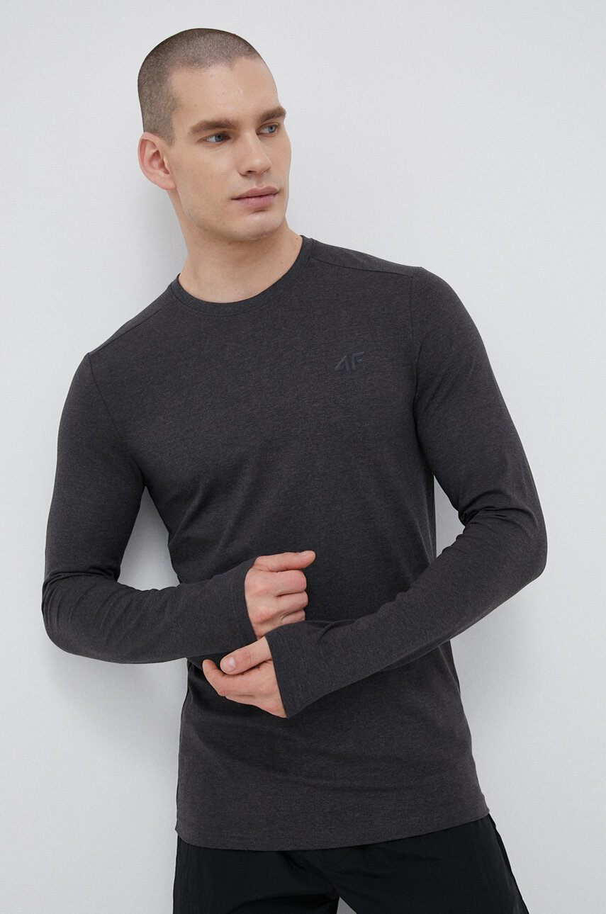 4F longsleeve męski kolor szary melanżowy