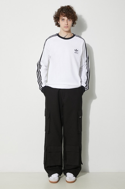 Хлопковый лонгслив adidas Originals цвет белый узорный IA4879-WHITE