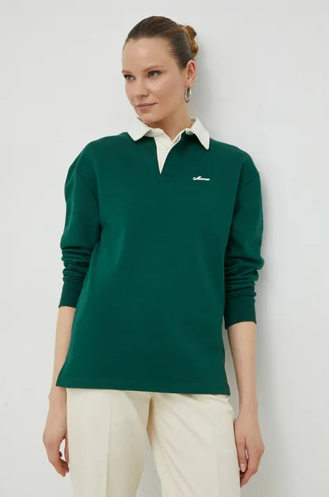 Mercer Amsterdam bluza bawełniana kolor zielony gładka