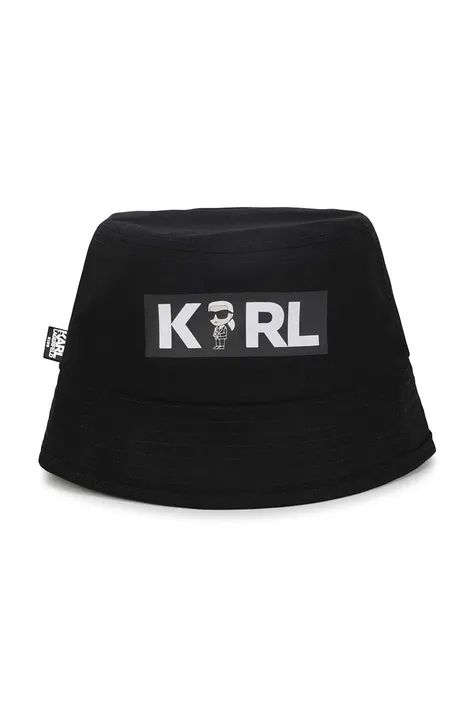 Παιδικό βαμβακερό καπέλο Karl Lagerfeld χρώμα: μαύρο