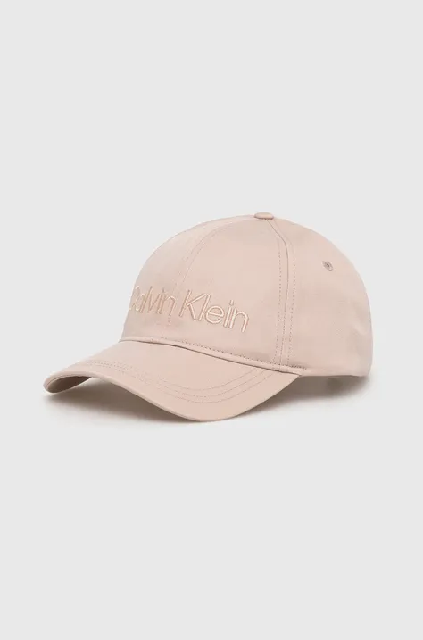 Bombažna bejzbolska kapa Calvin Klein siva barva