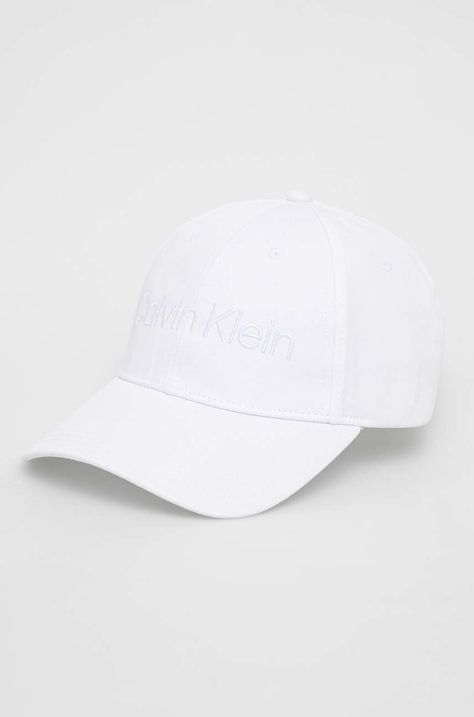 Памучна шапка с козирка Calvin Klein