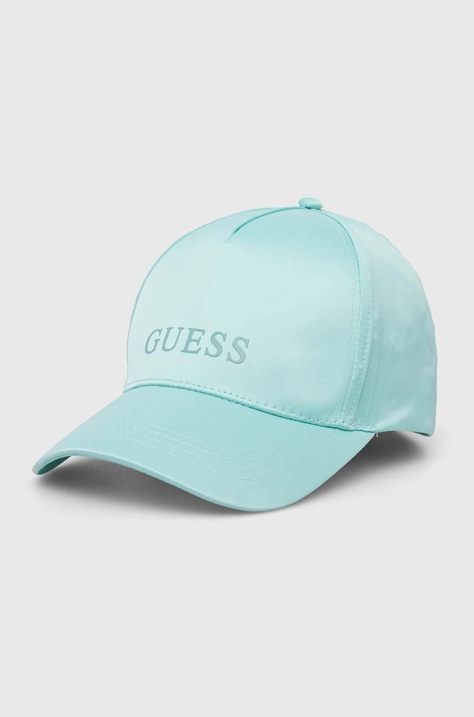 Кепка Guess цвет бирюзовый однотонная