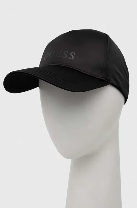 Guess czapka z daszkiem kolor czarny gładka