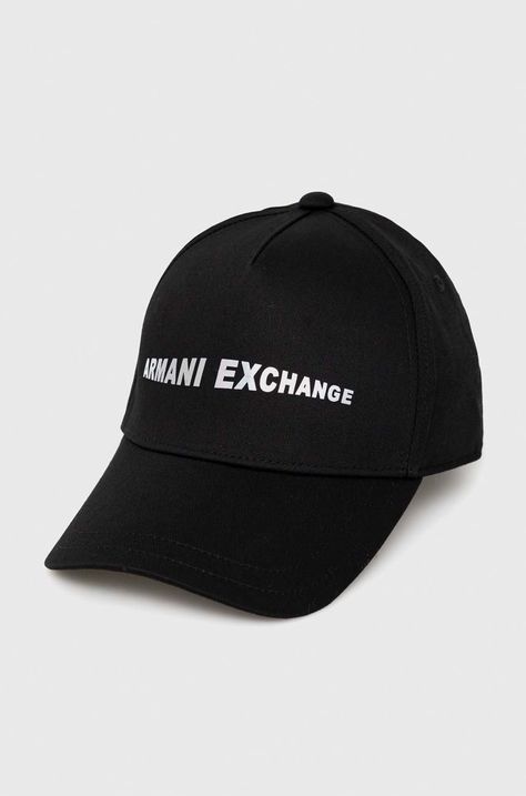 Памучна шапка с козирка Armani Exchange