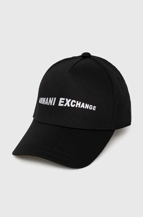 Хлопковая кепка Armani Exchange цвет чёрный с принтом