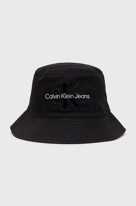 Bombažni klobuk Calvin Klein Jeans Črna barva