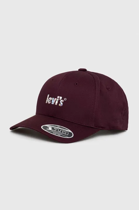 Levi's czapka z daszkiem kolor fioletowy z nadrukiem