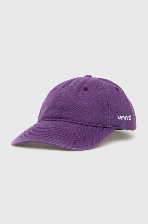 Levi's czapka z daszkiem sztruksowa kolor fioletowy gładka