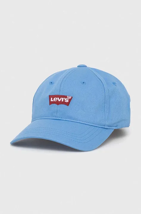 Levi's czapka z daszkiem kolor niebieski z aplikacją