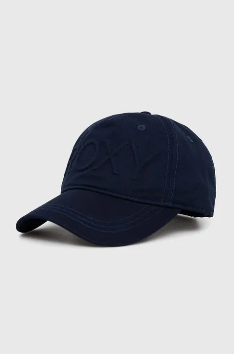 Хлопковая кепка Roxy цвет синий однотонная