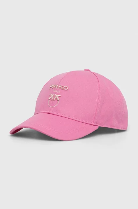 Хлопковая кепка Pinko цвет розовый с аппликацией