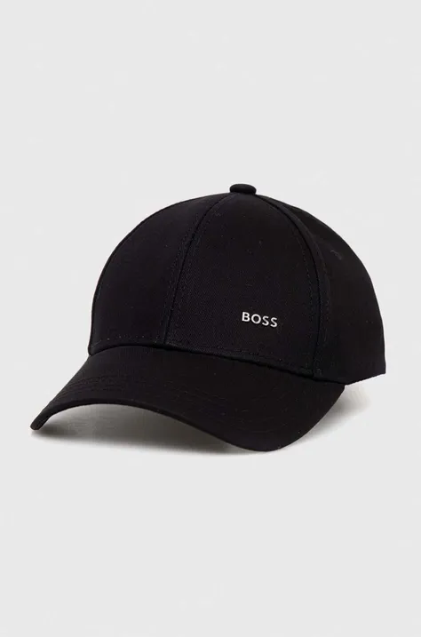 Bombažna bejzbolska kapa BOSS črna barva