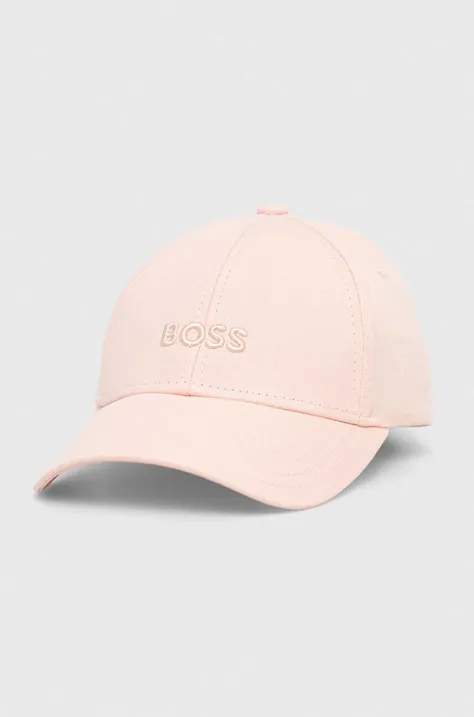 Βαμβακερό καπέλο του μπέιζμπολ BOSS χρώμα: ροζ