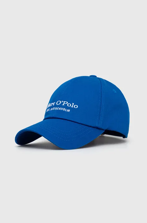 Памучна шапка с козирка Marc O'Polo в синьо с принт