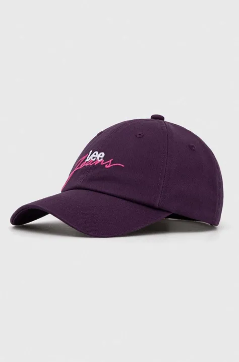Lee czapka z daszkiem bawełniana kolor fioletowy z aplikacją