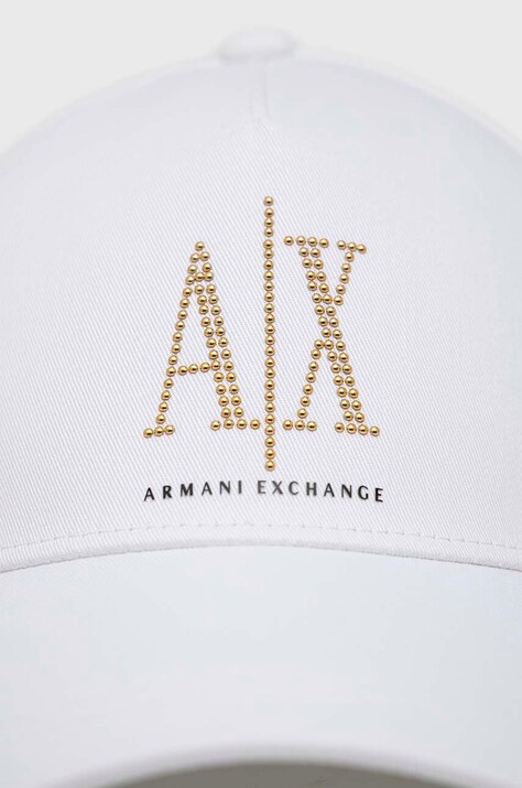 Бавовняна бейсболка Armani Exchange — SS23-CAD07O, білий — фото 2