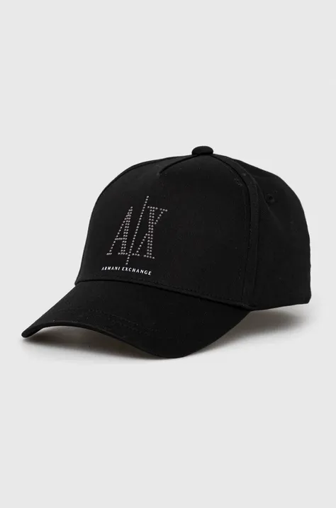 Βαμβακερό καπέλο του μπέιζμπολ Armani Exchange χρώμα: μαύρο 944208 3R131