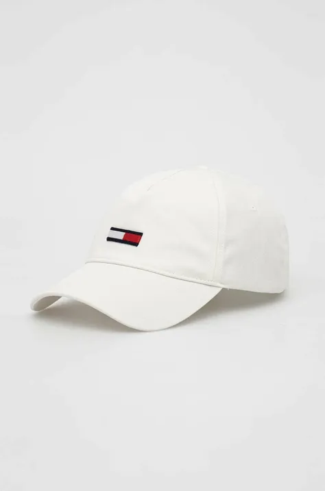 Βαμβακερό καπέλο του μπέιζμπολ Tommy Jeans χρώμα: άσπρο