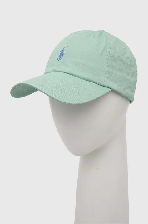 Polo Ralph Lauren czapka z daszkiem bawełniana kolor zielony gładka 211912843