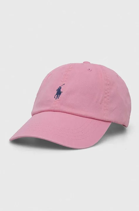 Βαμβακερό καπέλο του μπέιζμπολ Polo Ralph Lauren χρώμα: ροζ, 211912843