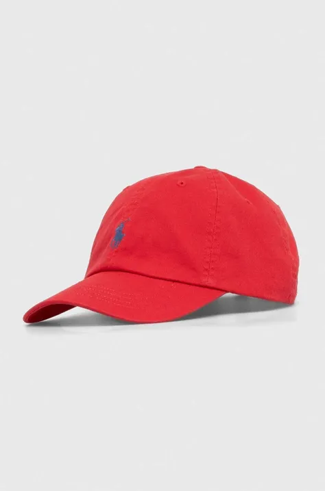 Polo Ralph Lauren czapka z daszkiem bawełniana kolor czerwony gładka 211912843