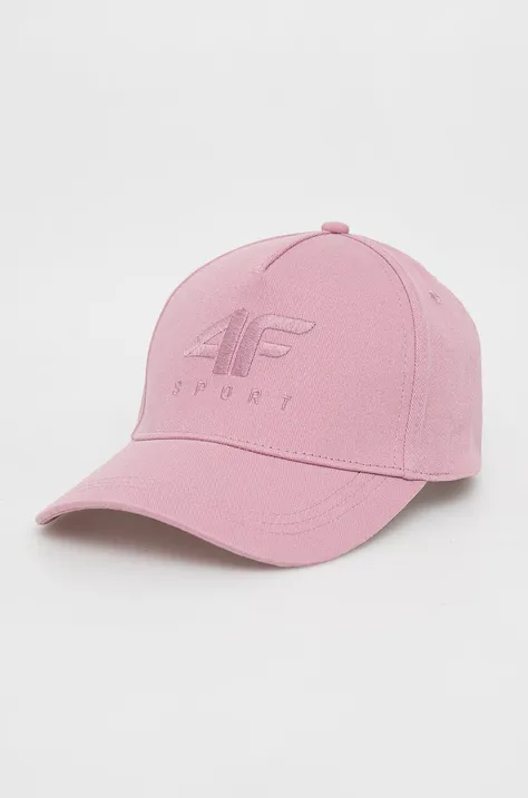 Бавовняна бейсболка 4F колір рожевий однотонна