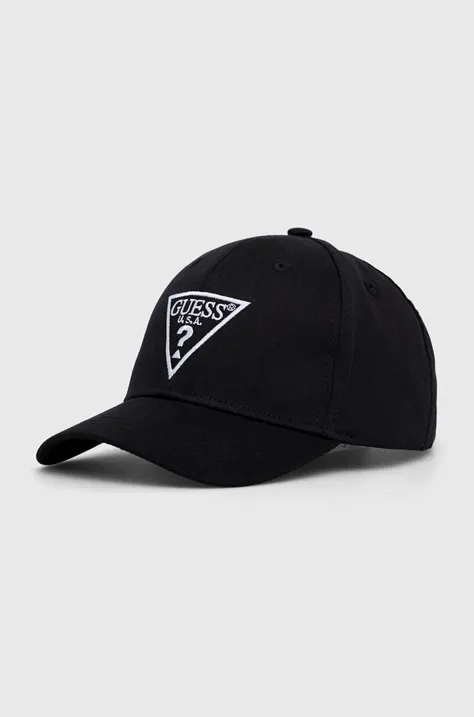 Βαμβακερό καπέλο μπέιζμπολ Guess χρώμα: μαύρο