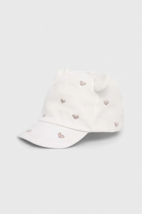 Mayoral Newborn czapka dziecięca kolor biały z aplikacją