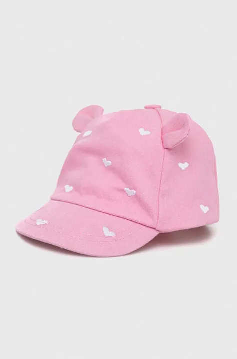 Дитяча шапка Mayoral Newborn колір рожевий з аплікацією