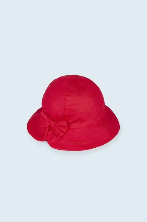 Detský bavlnený klobúk Mayoral červená farba biela, bavlnený