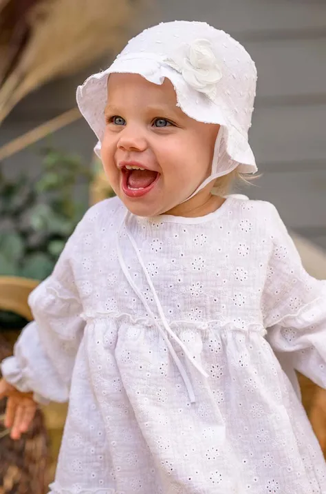 Detský klobúk Jamiks MINNIE biela farba, bavlnený