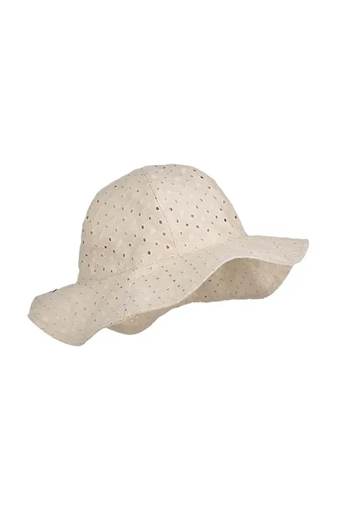 Detský bavlnený klobúk Liewood béžová farba, bavlnený