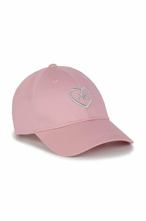 Детская хлопковая шапка Michael Kors цвет розовый с аппликацией