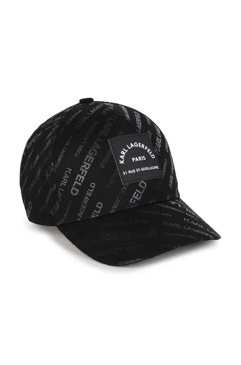 Otroška bombažna bejzbolska kapa Karl Lagerfeld črna barva