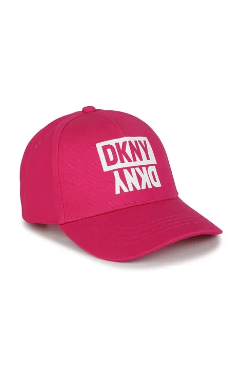 Pamučna kapa sa šiltom za bebe Dkny boja: ružičasta, s tiskom