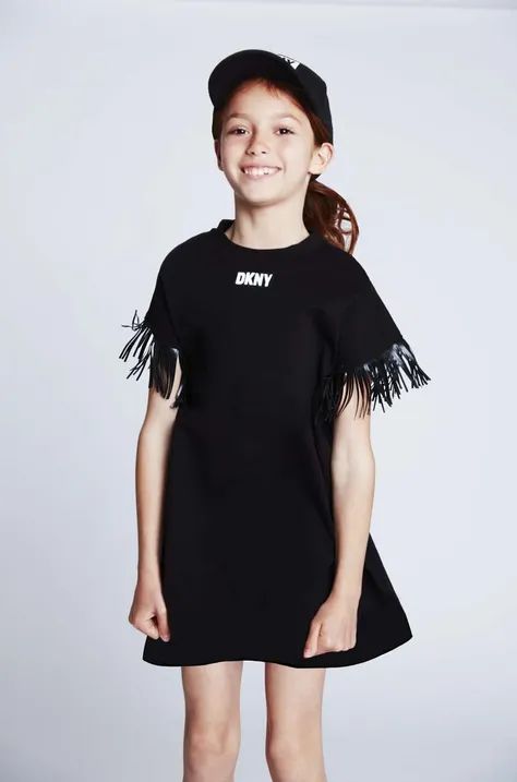 Detská bavlnená šiltovka Dkny čierna farba, s potlačou