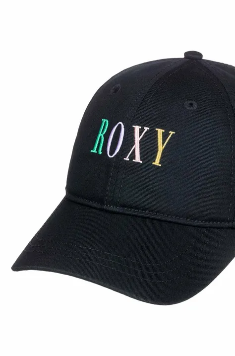 Детская хлопковая кепка Roxy цвет чёрный с аппликацией