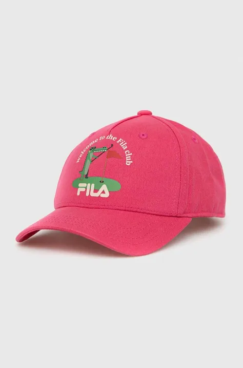 Pamučna kapa sa šiltom za bebe Fila boja: ružičasta, s tiskom
