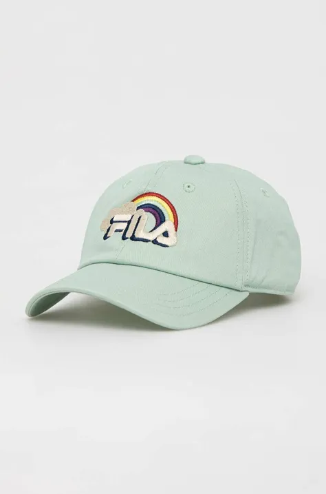 Παιδικό βαμβακερό καπέλο μπέιζμπολ Fila χρώμα: πράσινο