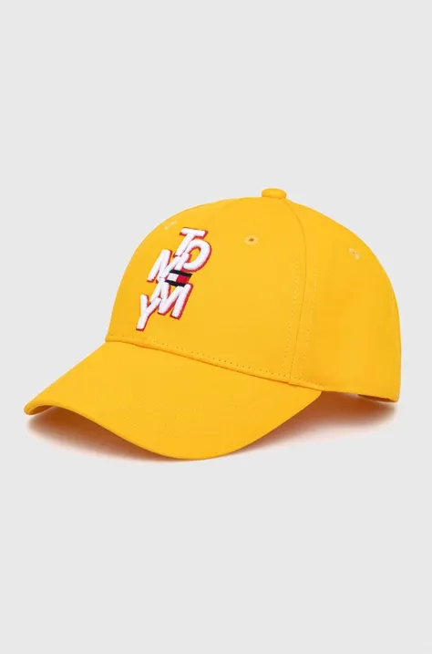 Παιδικό βαμβακερό καπέλο μπέιζμπολ Tommy Hilfiger χρώμα: κίτρινο