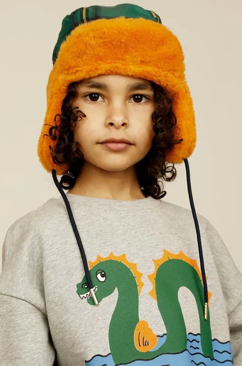 Mini Rodini czapka dziecięca kolor pomarańczowy z grubej dzianiny