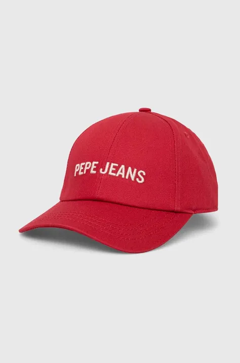 Detská baseballová čiapka Pepe Jeans červená farba, s potlačou