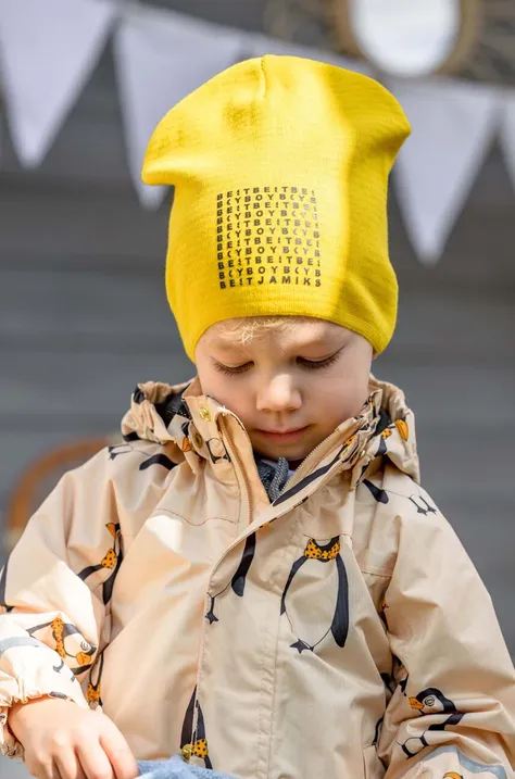 Детская хлопковая шапка Jamiks ARAGORN цвет жёлтый из тонкого трикотажа хлопковая