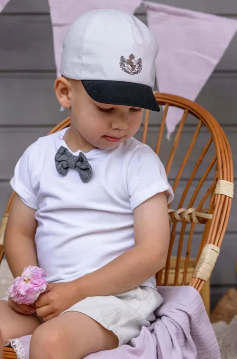 Дитяча бавовняна шапка Jamiks HAZEL колір сірий з принтом