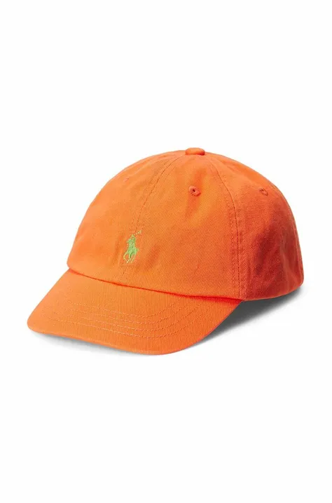 Otroška bombažna bejzbolska kapa Polo Ralph Lauren oranžna barva