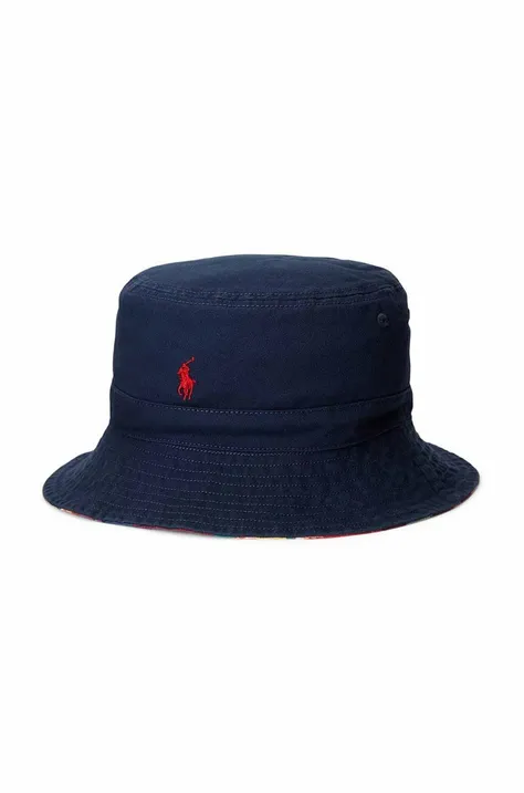 Polo Ralph Lauren kapelusz dwustronny bawełniany dziecięcy kolor granatowy bawełniany