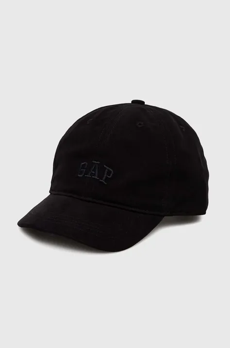 Παιδικό βαμβακερό καπέλο μπέιζμπολ GAP χρώμα: μαύρο