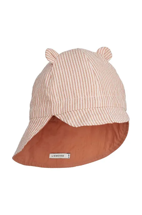 Liewood czapka dwustronna bawełniana dziecięca kolor beżowy wzorzysta